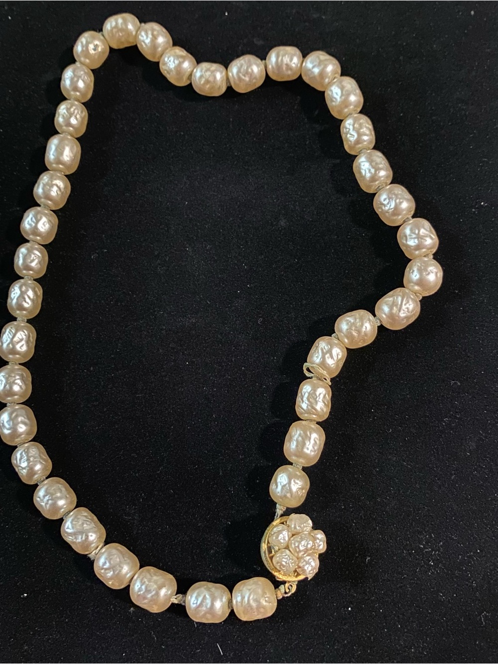 Vintage Miriam Haskell Baroque Faux Cream Pearl Choker Necklace 1940s